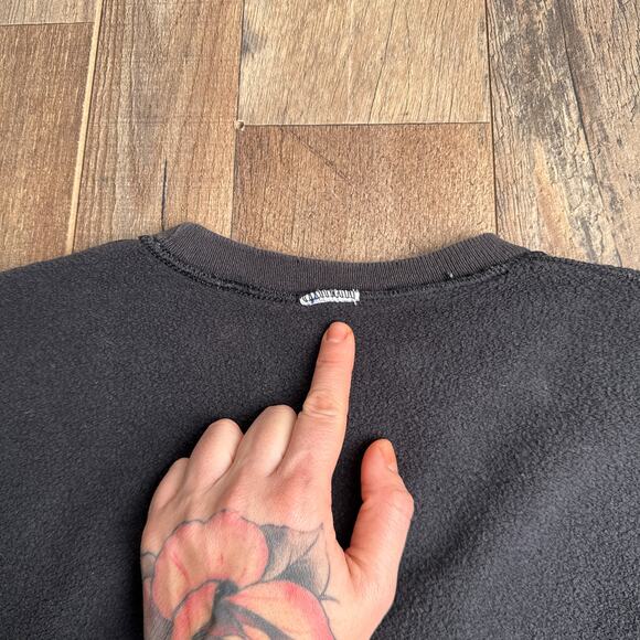 Vintage 90s Champion‎ Sweatshirt Men's Large Black Embroidered Towel Crew Neck - Picture 8 of 12